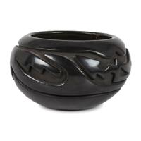 Blackware Carved Pottery Bowl, with Avanyu