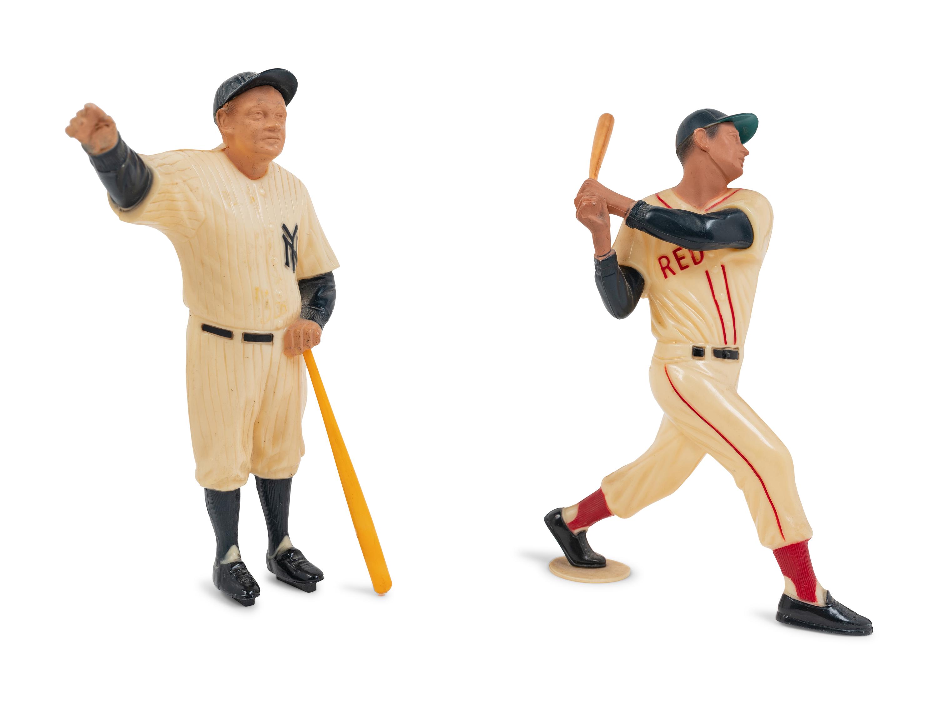 A Group of Vintage 1950s Babe Ruth and Ted Williams Original Hartland Statues Including Bats