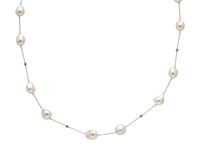 MIKIMOTO, BAROQUE CULTURED PEARL AND DIAMOND LONG CHAIN NECKLACE
