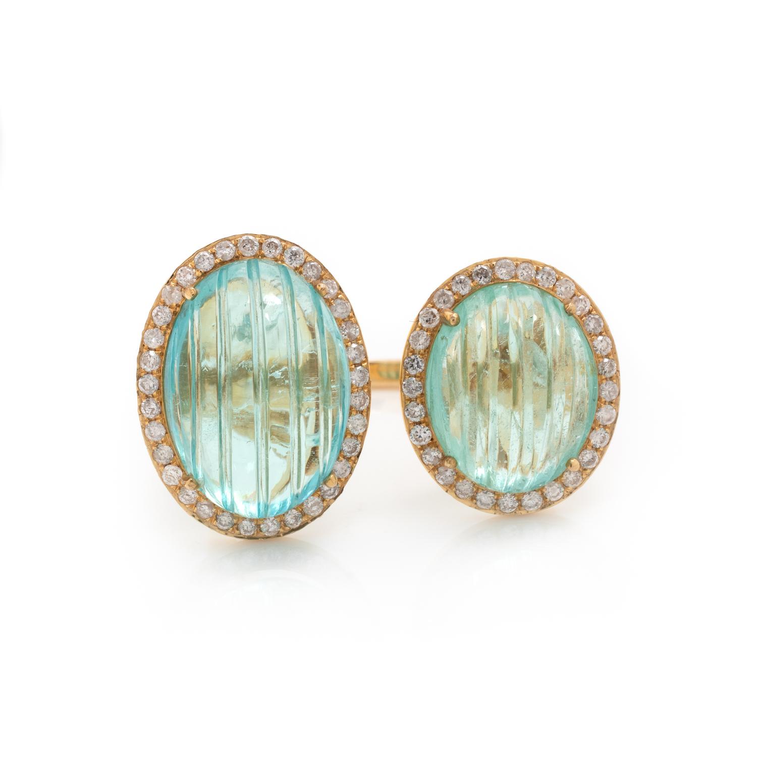 GREEN BERYL AND DIAMOND RING