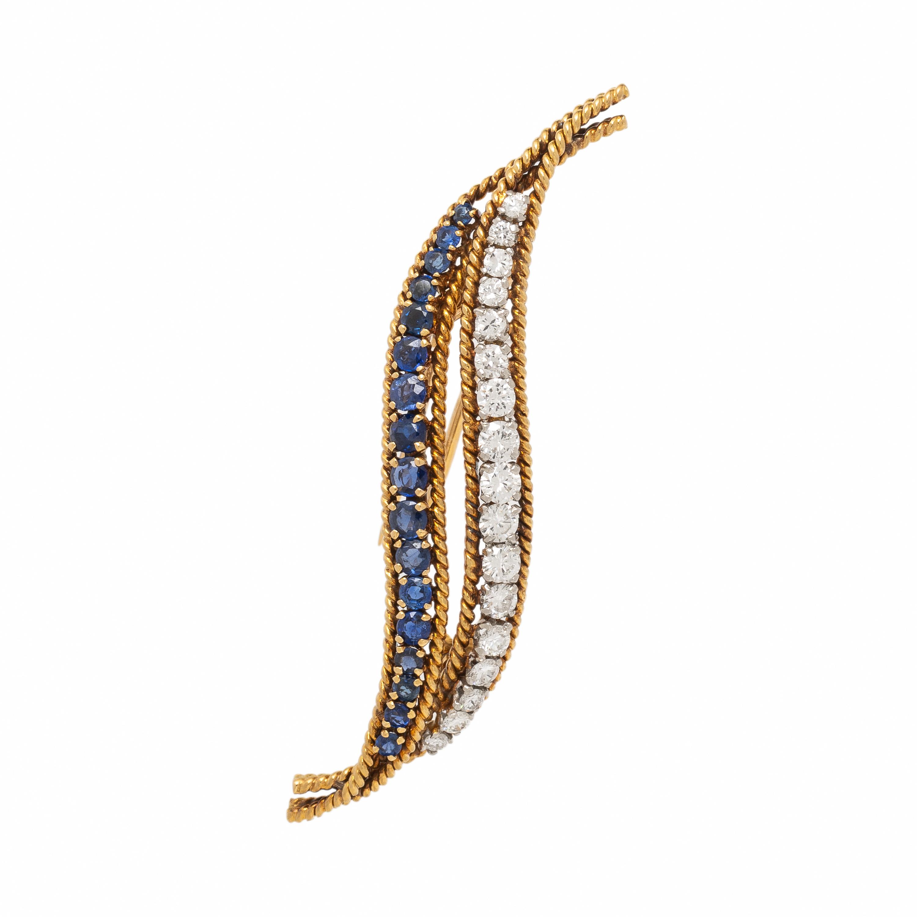 Van Cleef & Arpels, Sapphire, Diamond and Yellow Gold Brooch