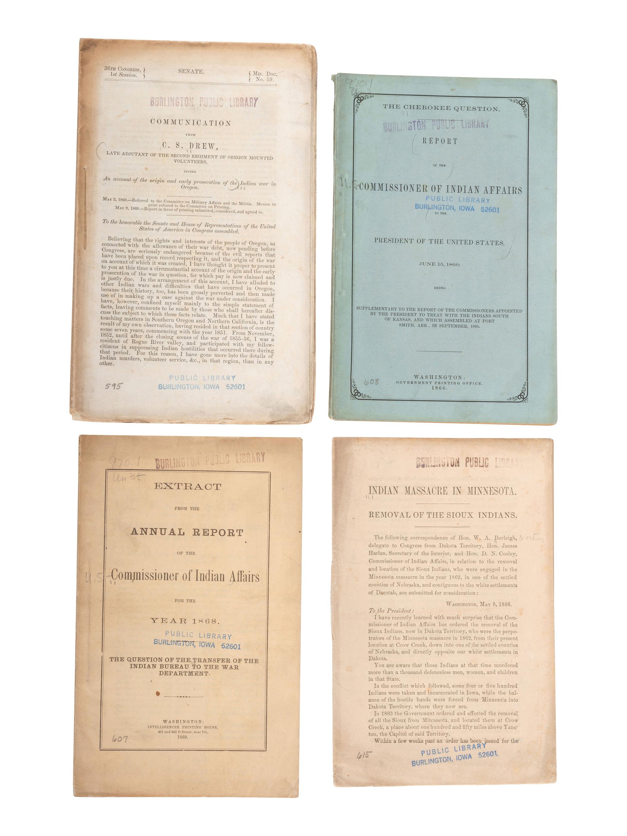 [NATIVE AMERICANS]. A group of pamphlets related to relocation and treaties of Native Americans, comprising: