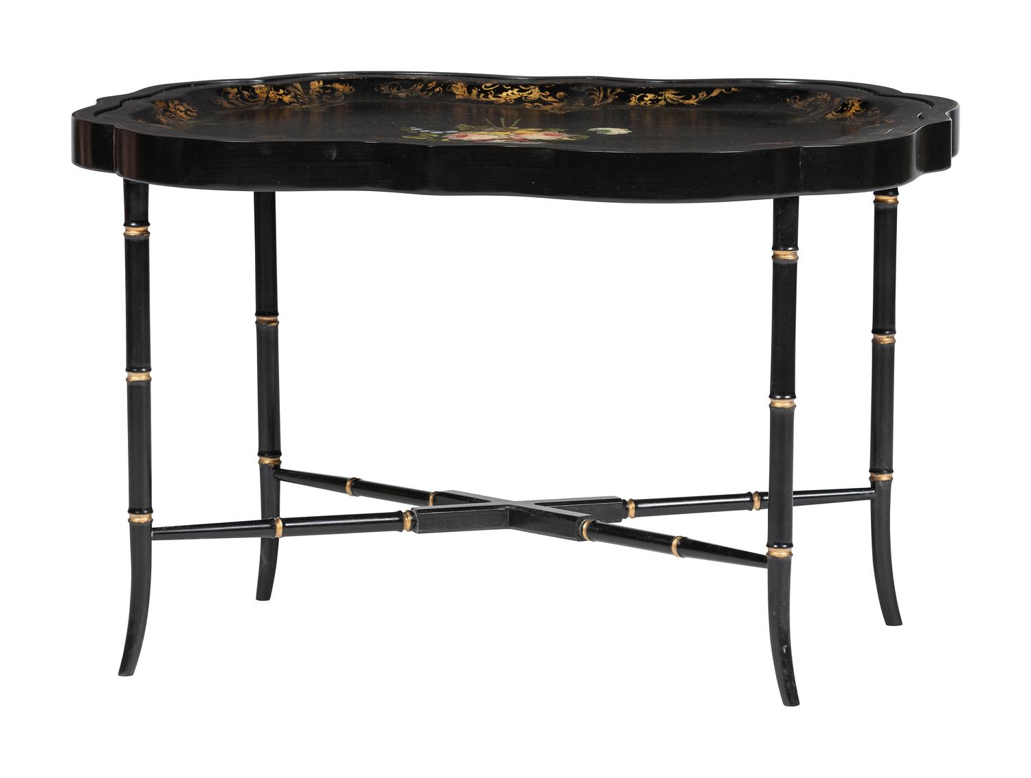 An English Black Lacquer Tray Table