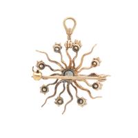 ANTIQUE, YELLOW GOLD AND DIAMOND STARBURST PIN