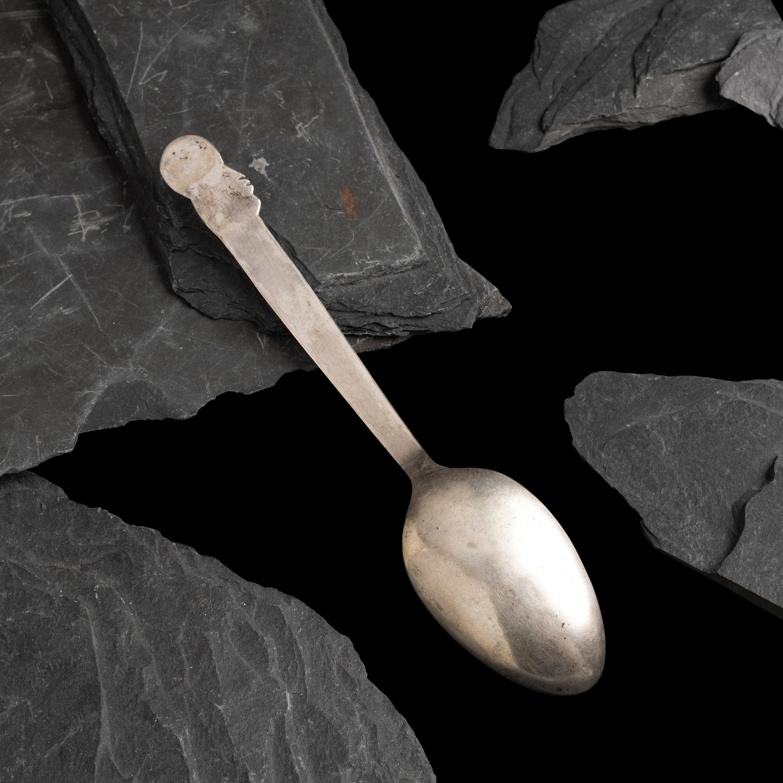 Early Navajo Silver and Turquoise Figural Spoon