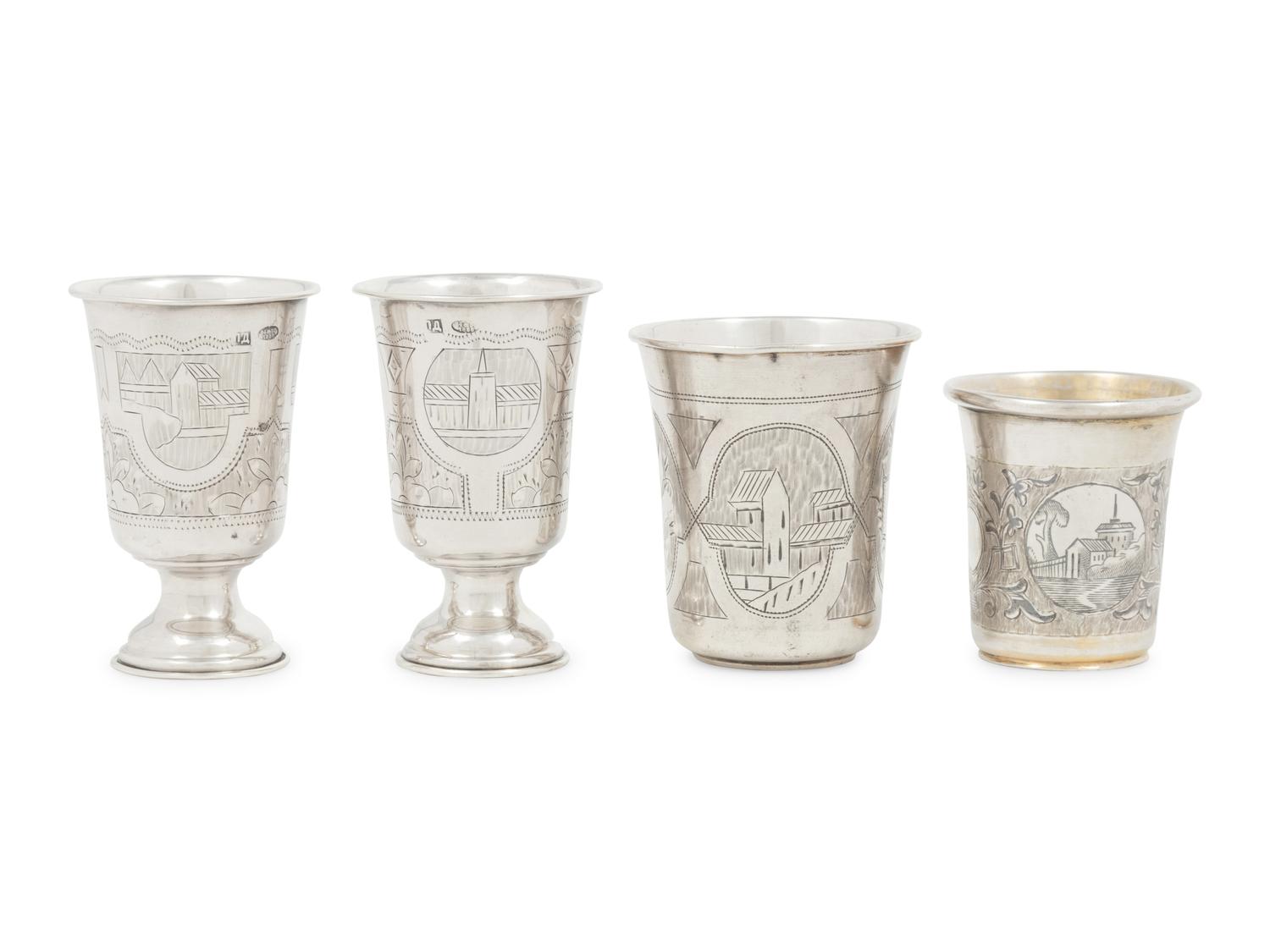 Four Russian Silver Beakers