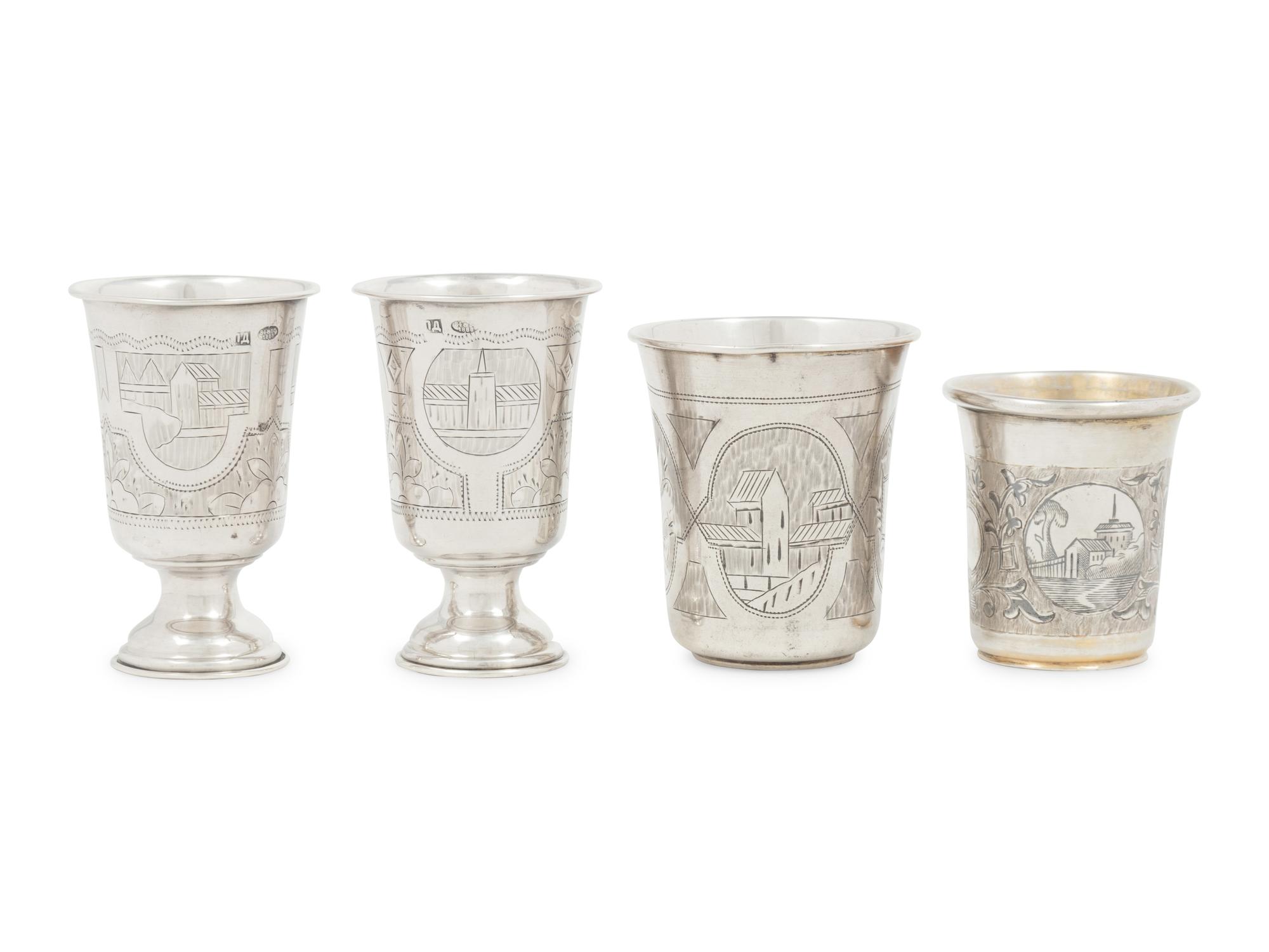 Four Russian Silver Beakers
