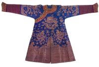 A Blue Ground Silk Dragon Robe