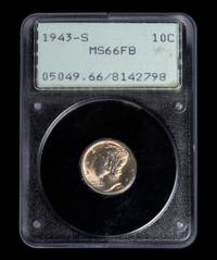 A United States 1943-S Mercury Dime