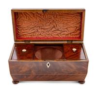 A Regency Mahogany and Satinwood Tea Caddy