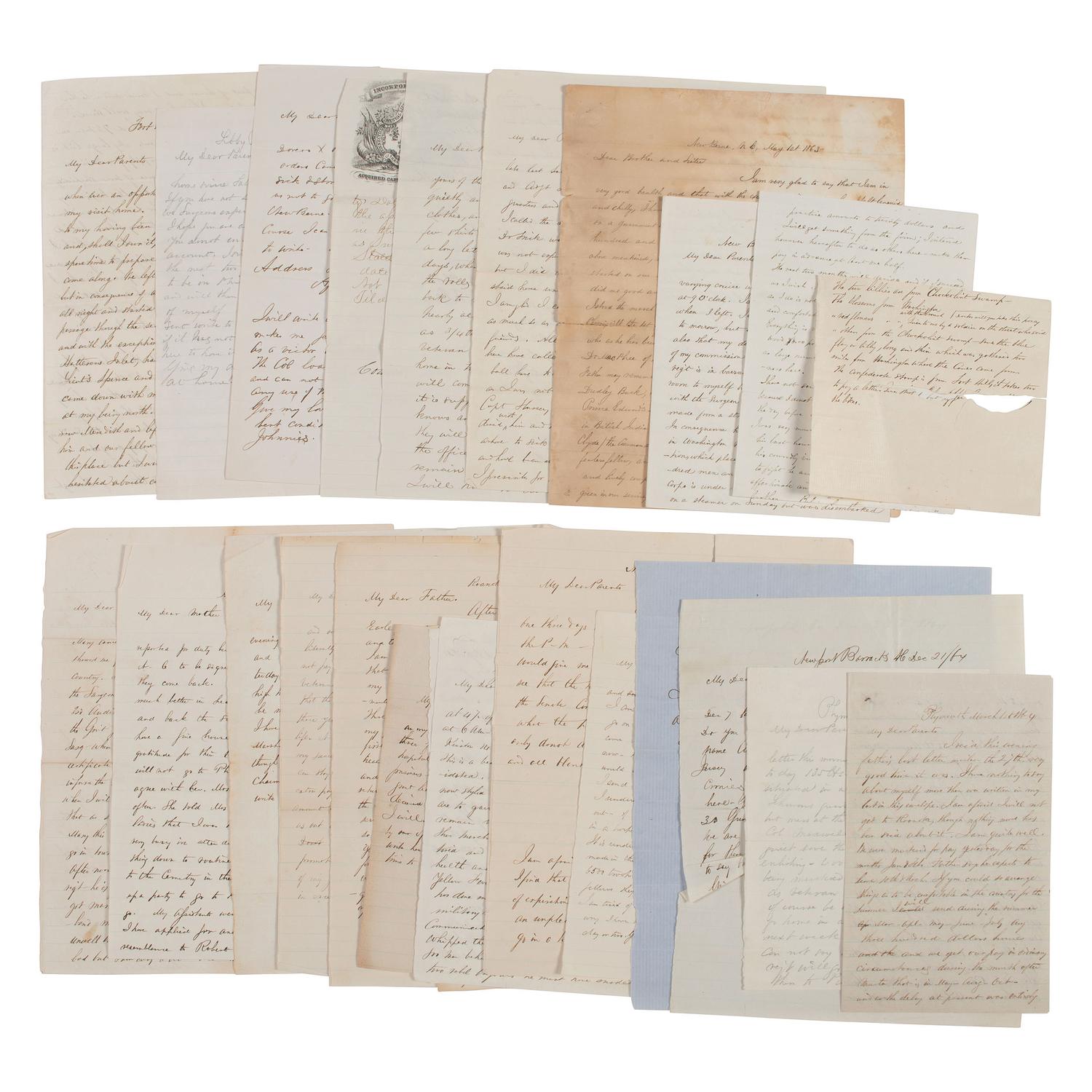 [CIVIL WAR]. War-date letters of Surgeon John T. Walton (1830-1892), 103rd and 78th Pennsylvania Infantry, POW Libby Prison and Andersonville.