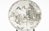 A Chinese Export 'Jesuit' En Grisaille Porcelain Teacup and Saucer