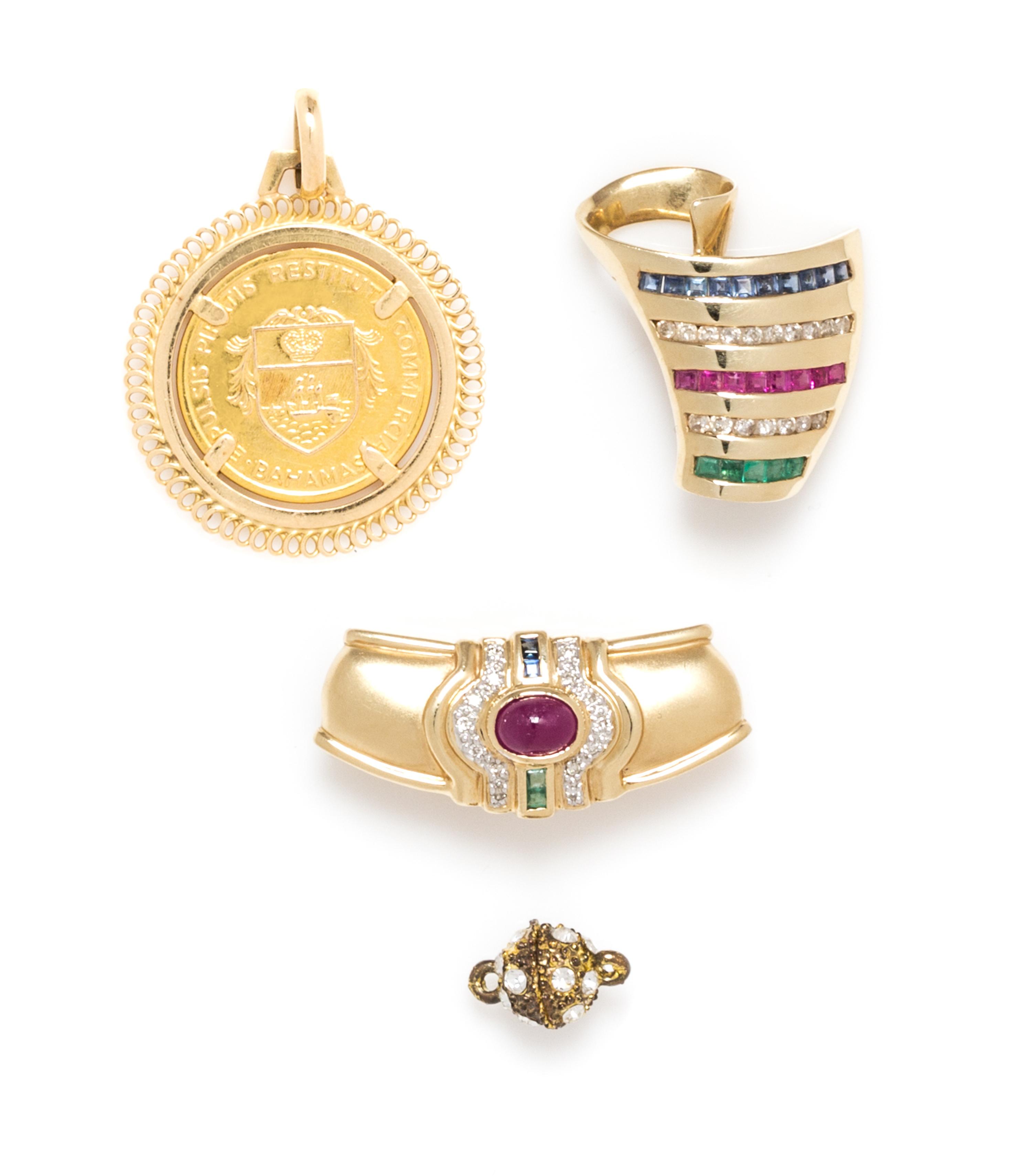 A Collection of Yellow Gold Jewelry, 12.90 dwts.