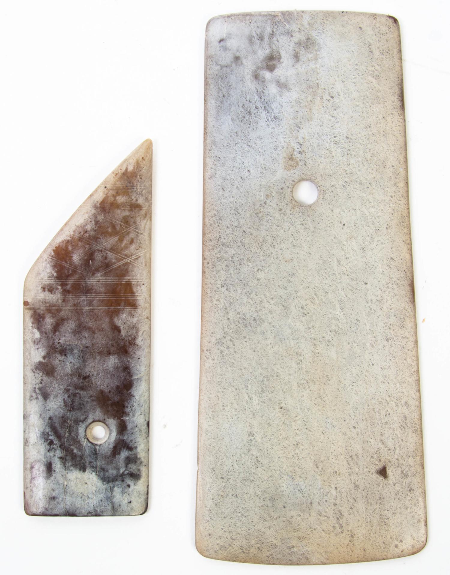 Two Jade Axes Length of longer 8 5/8 inches.