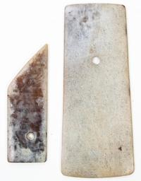Two Jade Axes Length of longer 8 5/8 inches.
