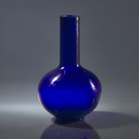 A Chinese Cobalt Blue Glass Bottle Vase — 寶石藍料天球瓶