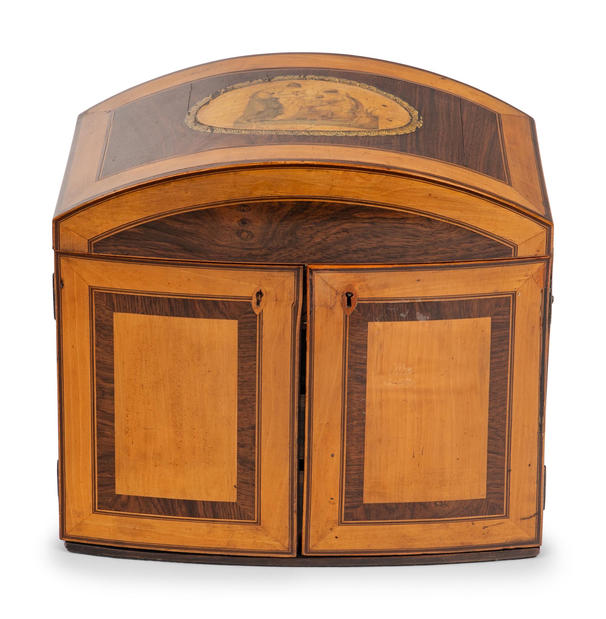 A Regency Satinwood and Rosewood Jewelry Cabinet