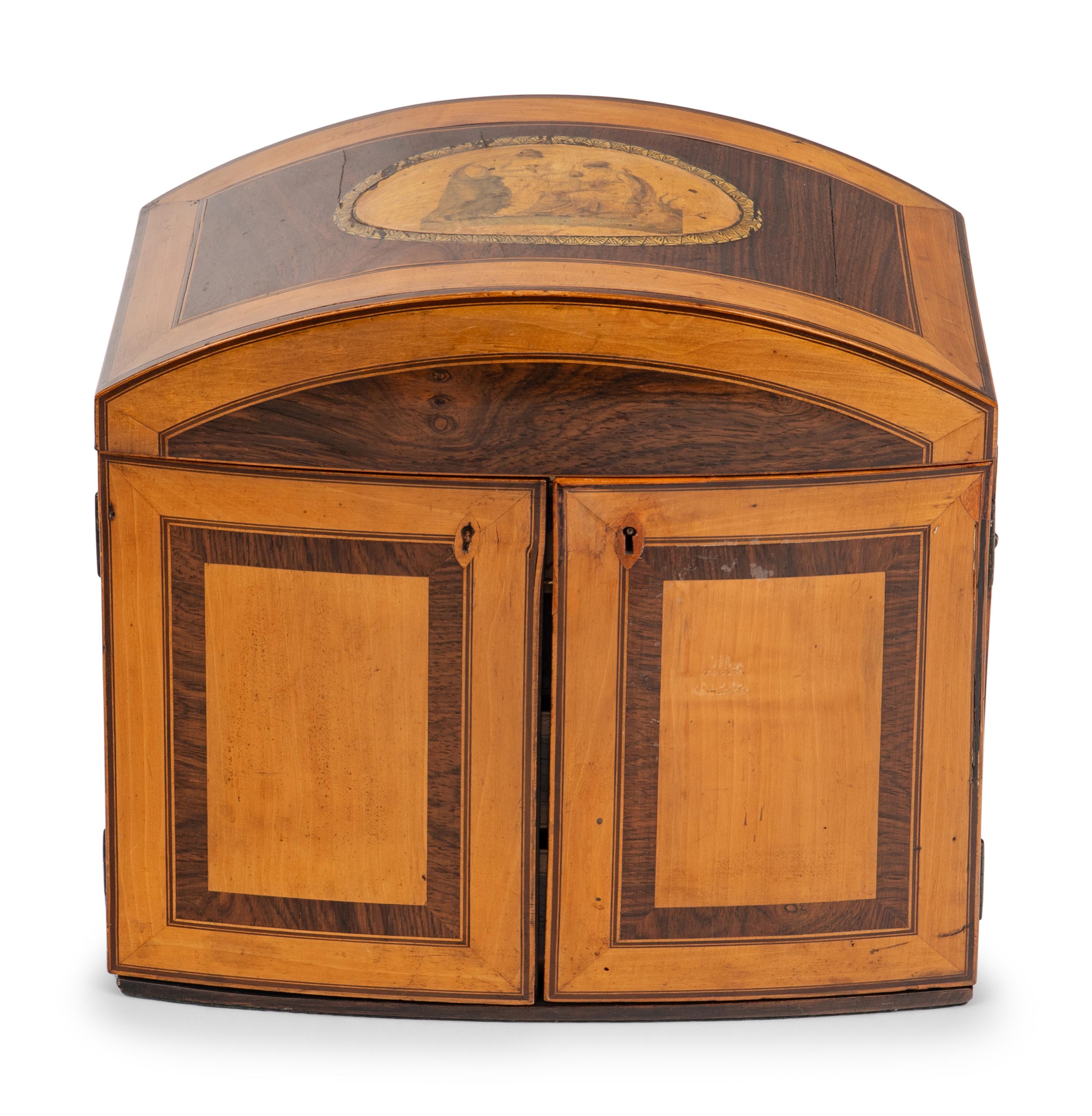 A Regency Satinwood and Rosewood Jewelry Cabinet