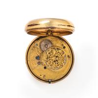 GILT-METAL OPEN FACE POCKET WATCH