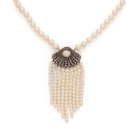 CULTURED PEARL AND DIAMOND NECKLACE