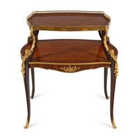 A Louis XV Style Gilt Bronze Mounted Parquetry Two-Tier Serving Table