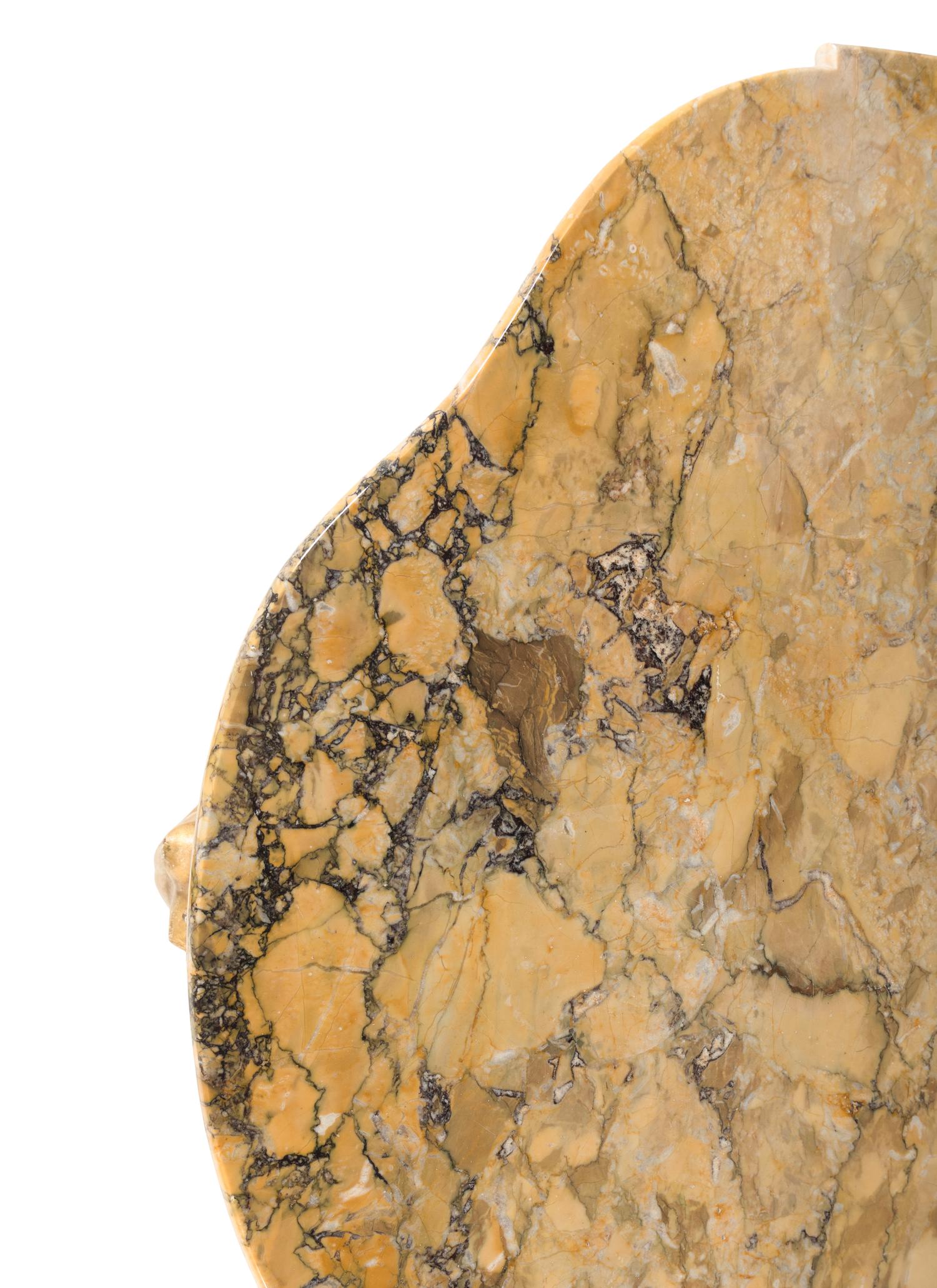 An Italian Rococo Style Giltwood and Giallo Antico Marble-Top Console Table