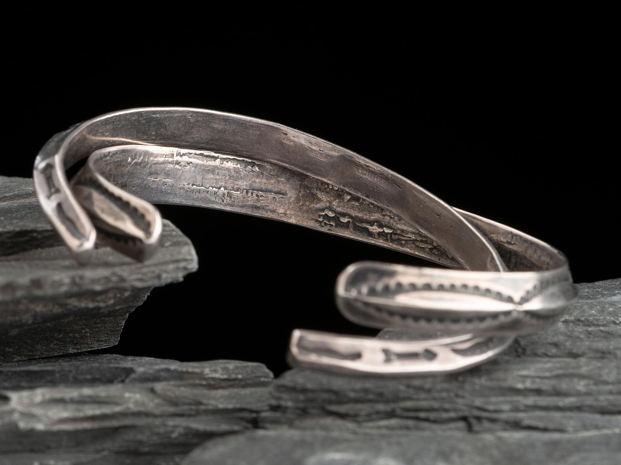 Pair of Navajo Stamped Ingot Carinated Cuff Bracelets