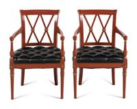 A Pair of Georgian Style Red-Painted Armchairs