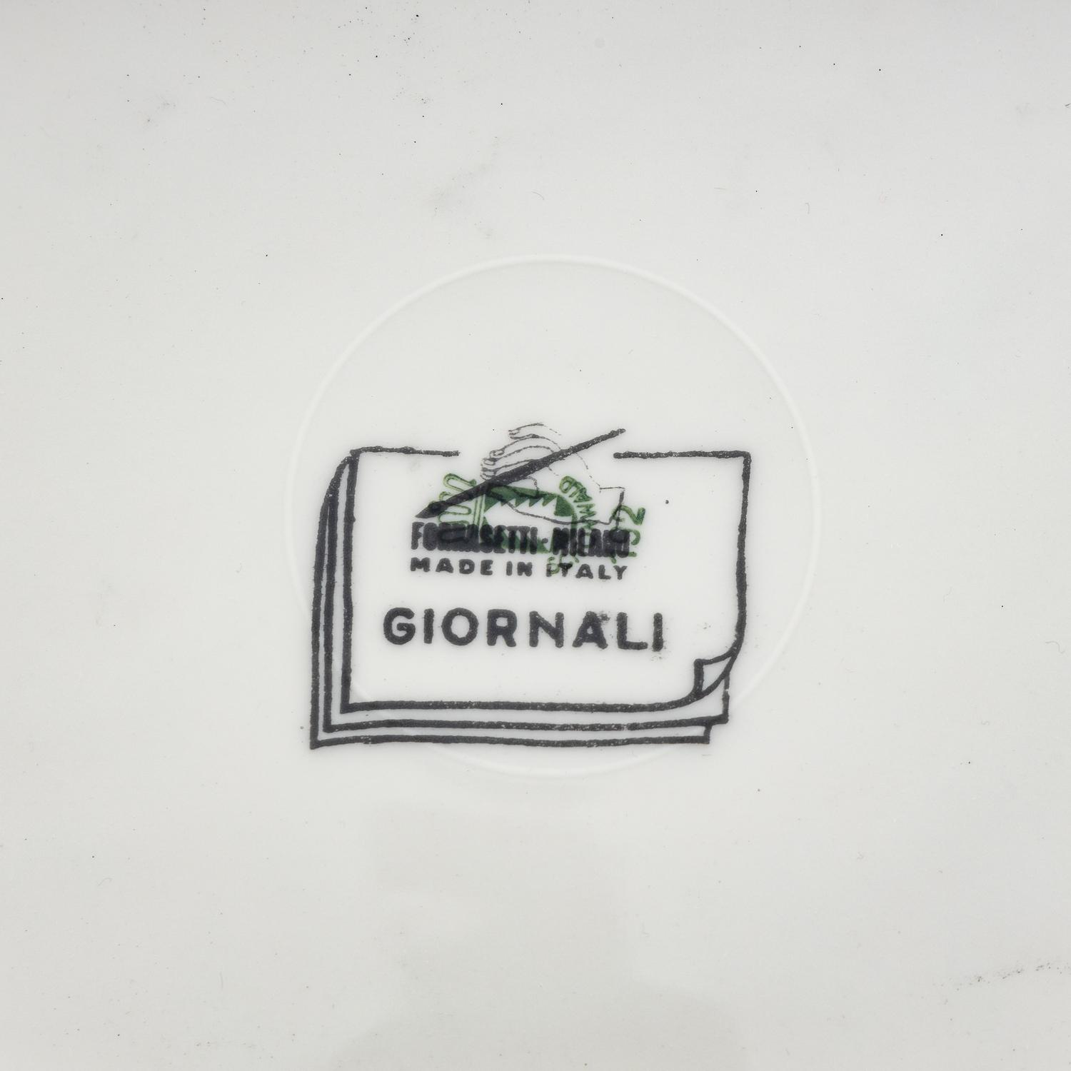 A Set of Eleven Piero Fornasetti Giornali Porcelain Dinner Plates