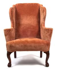 A George I Style Walnut Upholstered Wing Chair Height 46 inches. — EARLY 19TH CENTURY