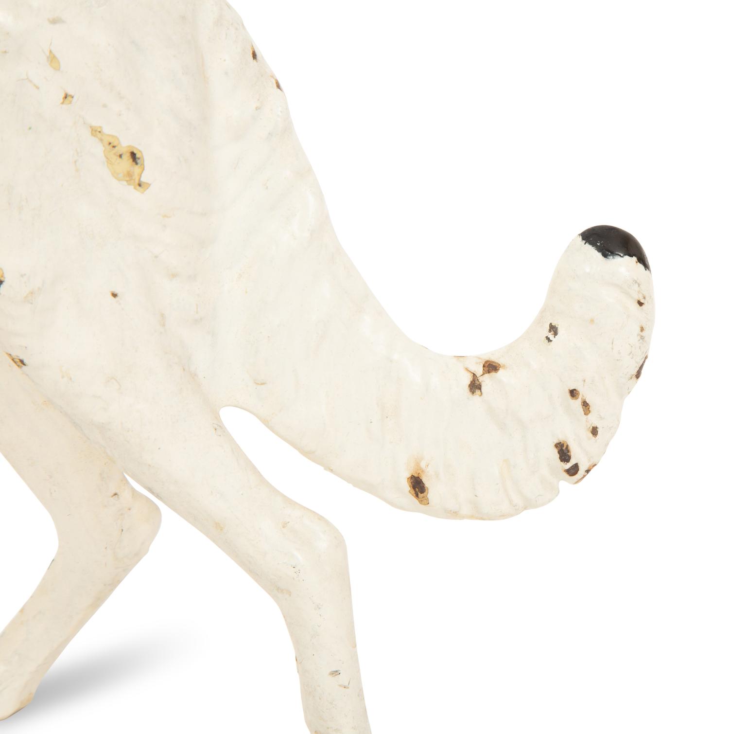 A Victorian Painted Iron Greyhound Doorstop and a Painted Wood Basket Doorstop