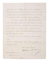 [US PRESIDENTS] -- [MCKINLEY, William (1843-1901)]. Letter Signed as President, to Chilean President Federico Errázuriz Echaurren. Washington, DC, 18 June 1897.