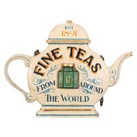 A Fine Teas From Around the World Painted Tea-Pot Form Shop Sign