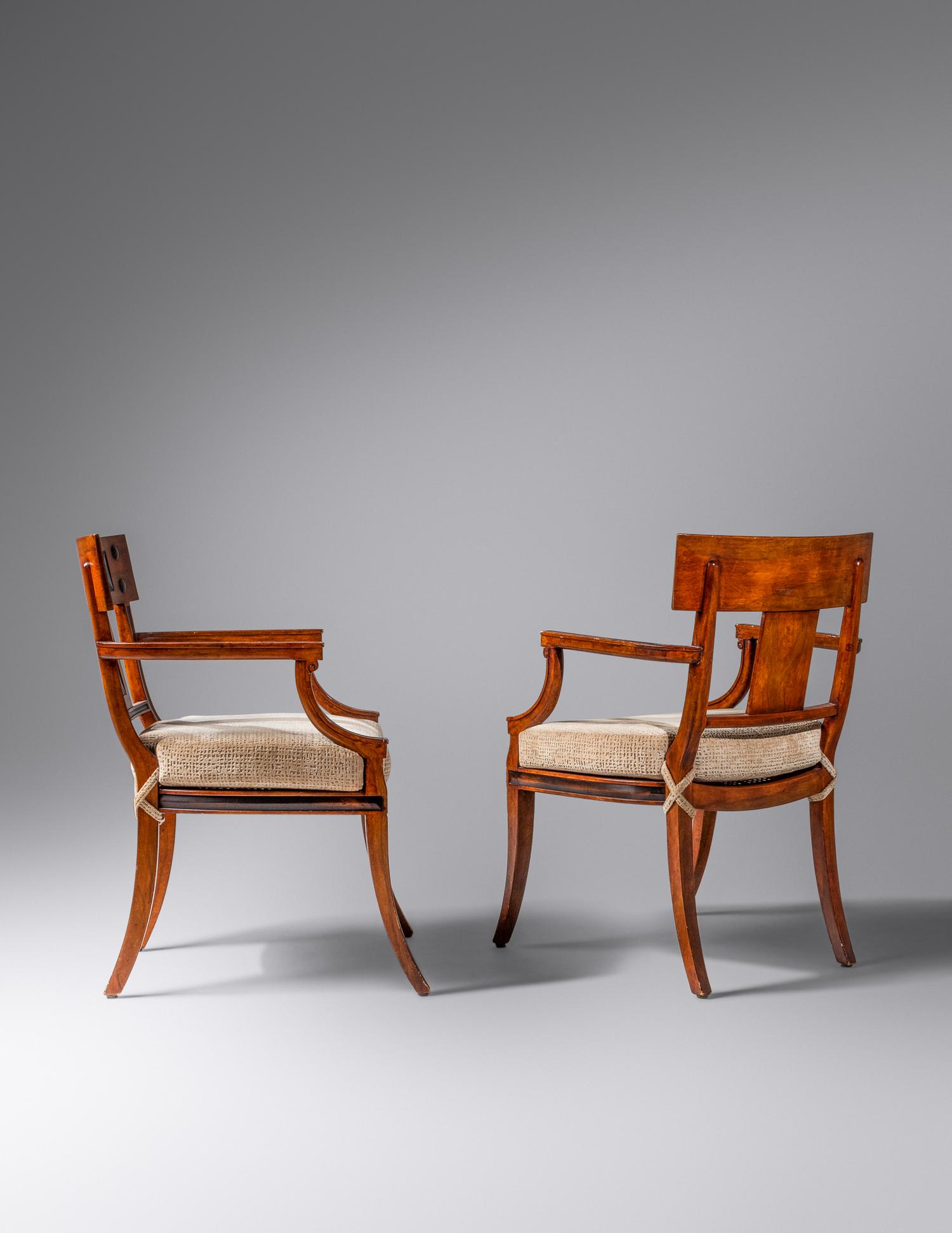 Set of Four Klismos Arm Chairs Baker, USA