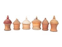 Six Redware Birdhouses