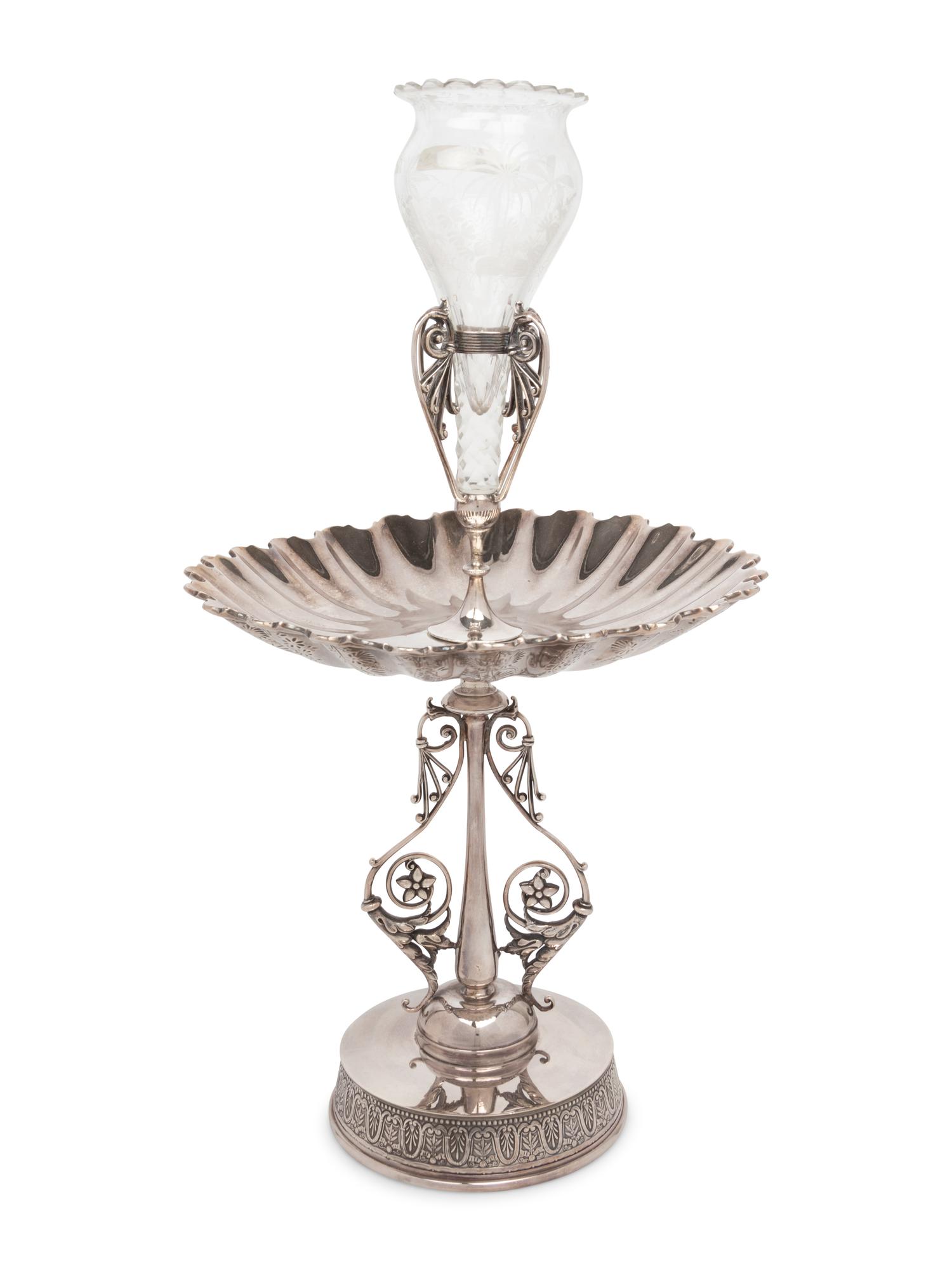 An American Victorian Silver-Plate and Cut Glass Épergne