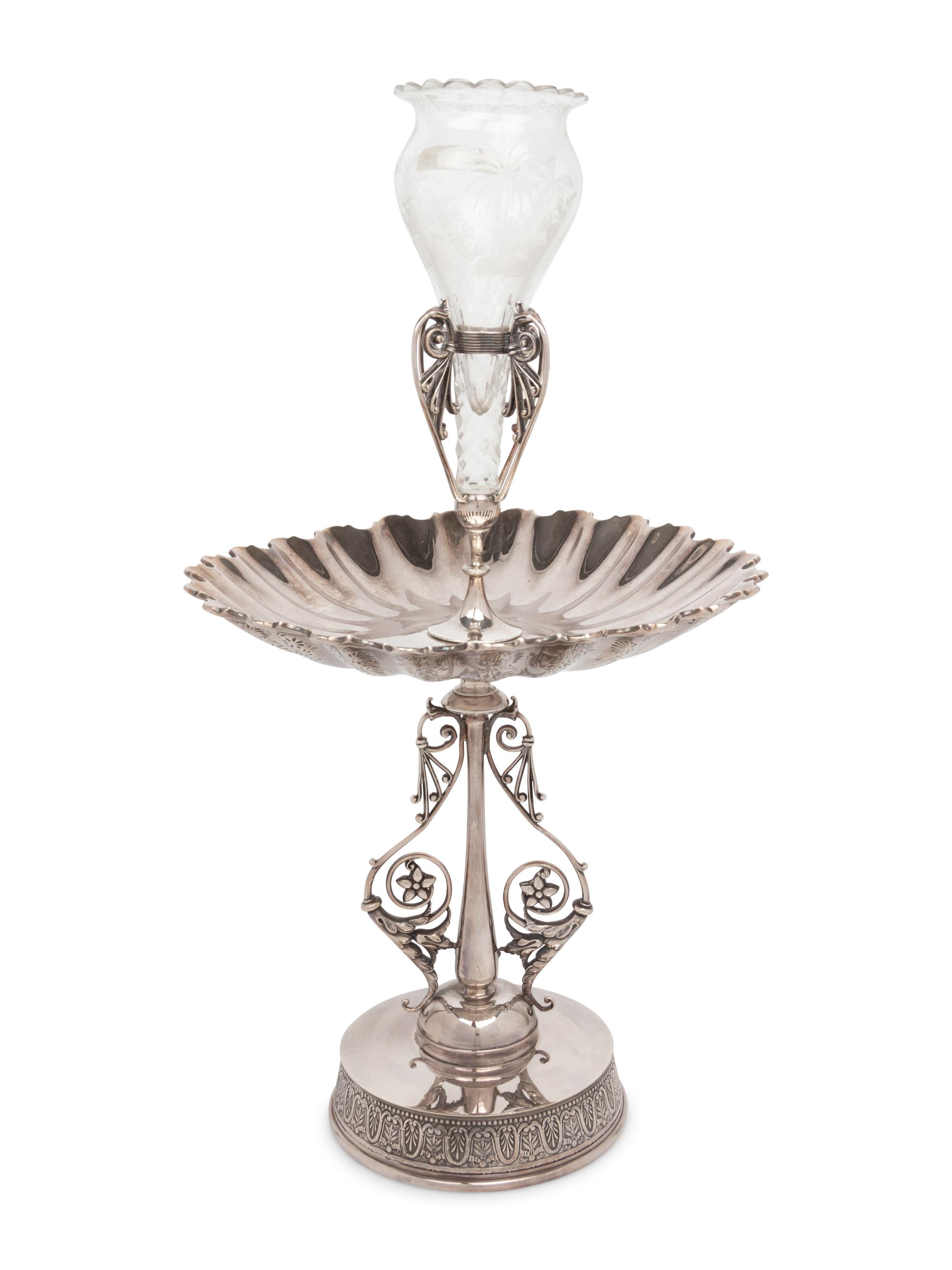 An American Victorian Silver-Plate and Cut Glass Épergne