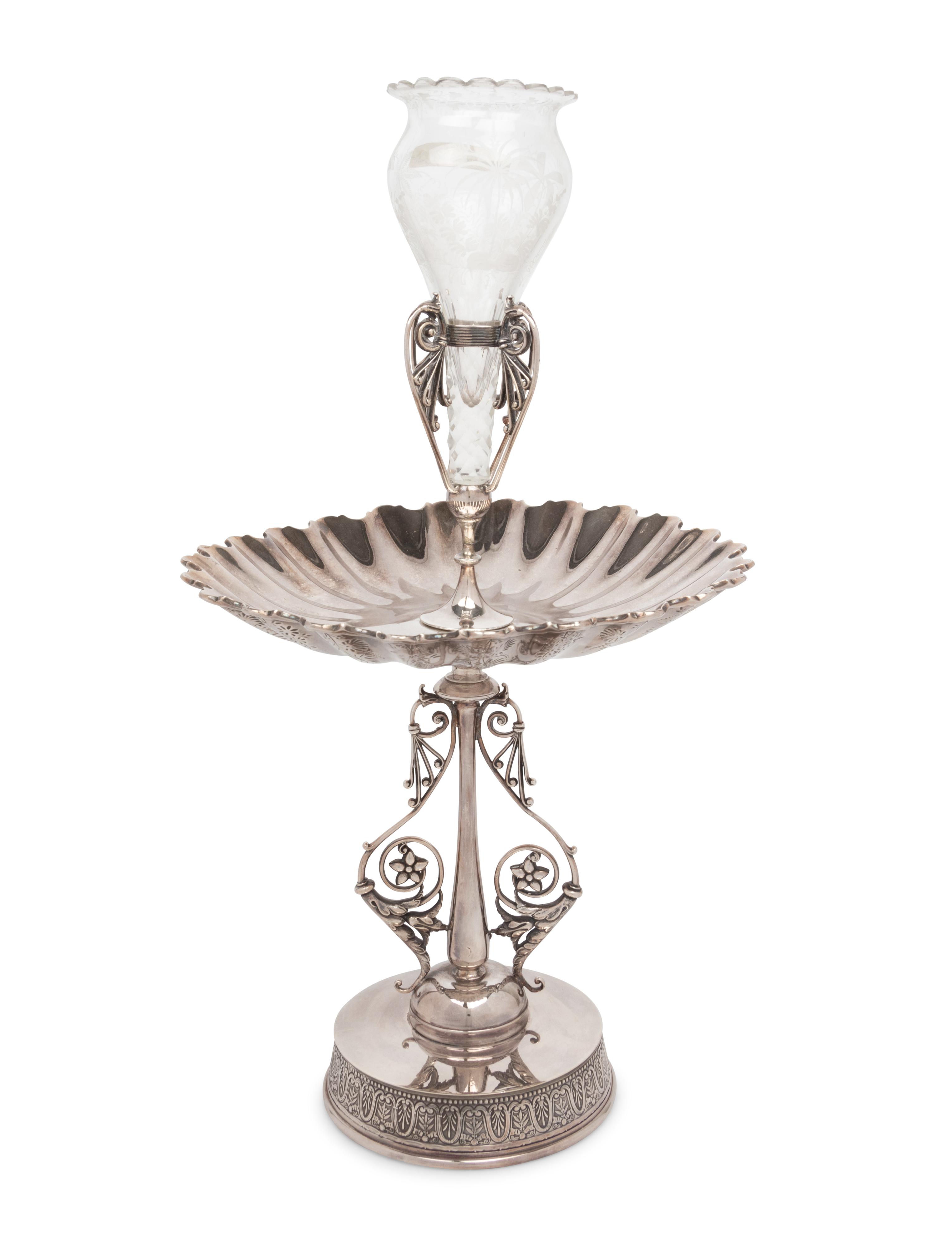 An American Victorian Silver-Plate and Cut Glass Épergne