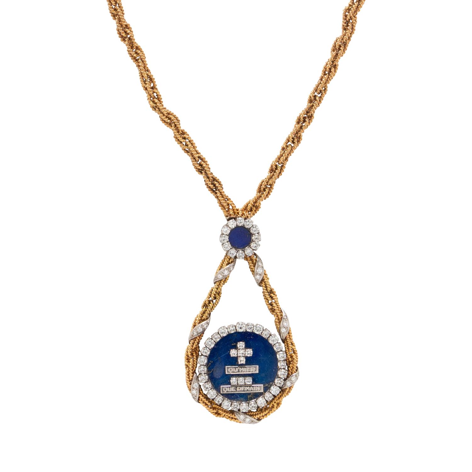 DIAMOND AND LAPIS LAZULI NECKLACE