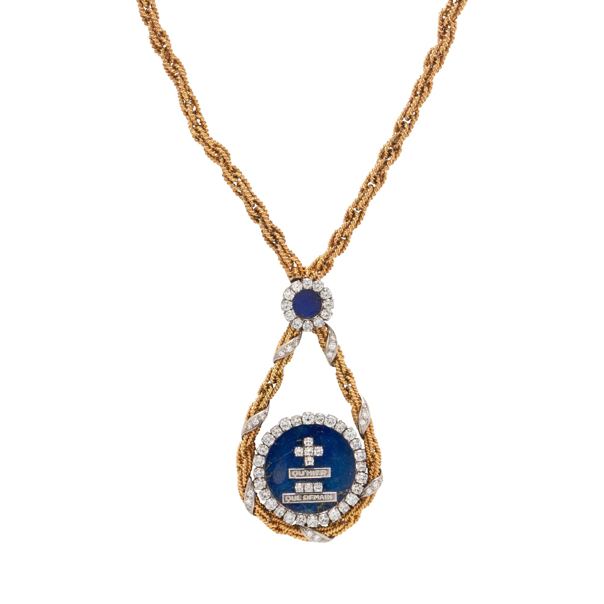 DIAMOND AND LAPIS LAZULI NECKLACE