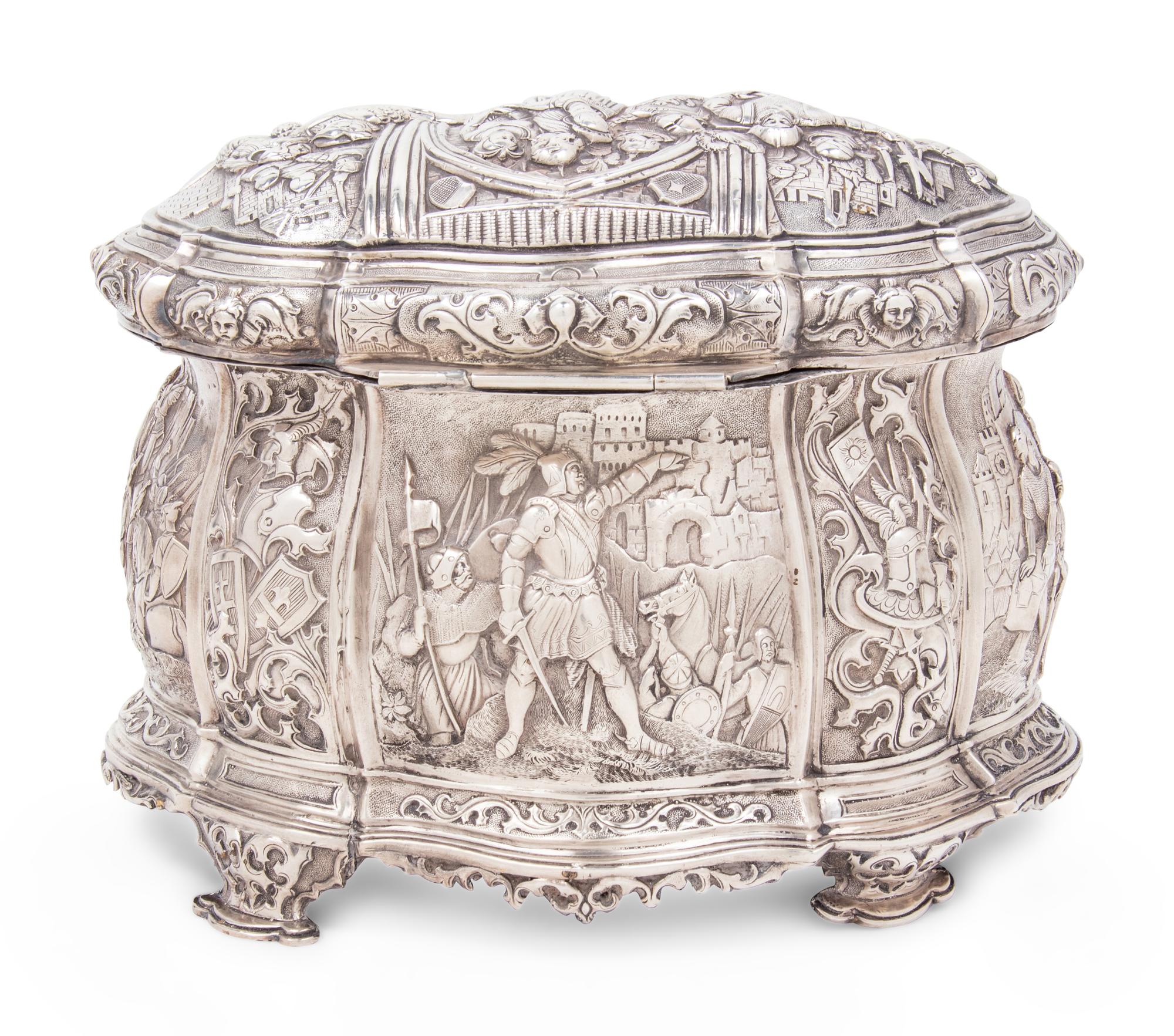A Continental Silver Table Casket