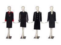 Three Dresses by Louis Féraud, Rizik Bros, a Gene Roye Dress, Givenchy Skirt Suit, and a Collection of Costume Jewelry
