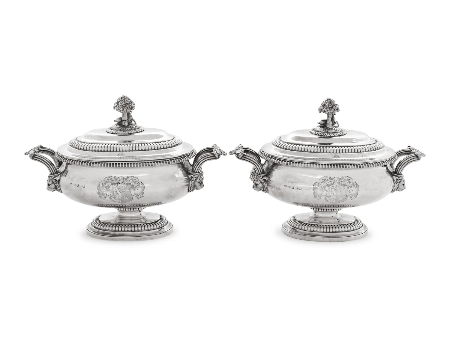 A Pair of Paul Storr George III Silver Covered Sauce Tureens