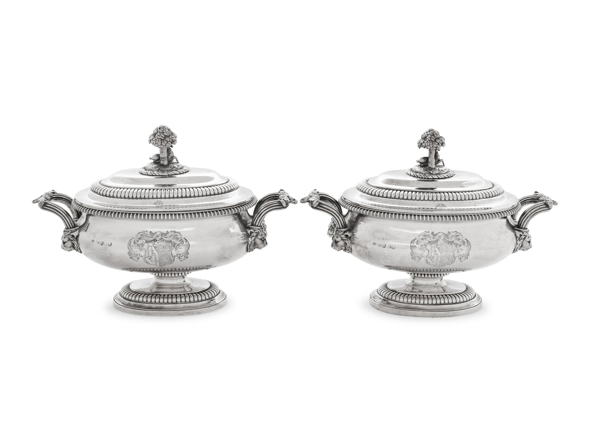 A Pair of Paul Storr George III Silver Covered Sauce Tureens