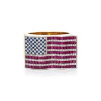 RUBY, DIAMOND AND SAPPHIRE AMERICAN FLAG RING