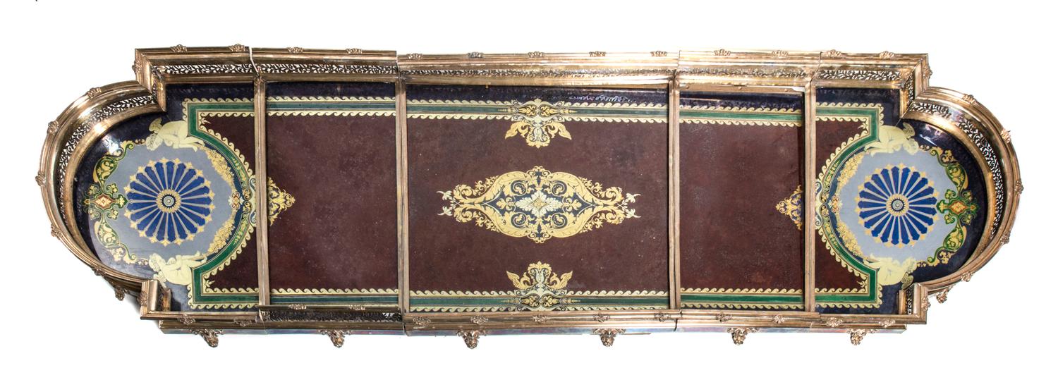 A French Silver-Plate and Eglomise Table Plateau, Charles Balaine, Width overall 77 1/2 inches.