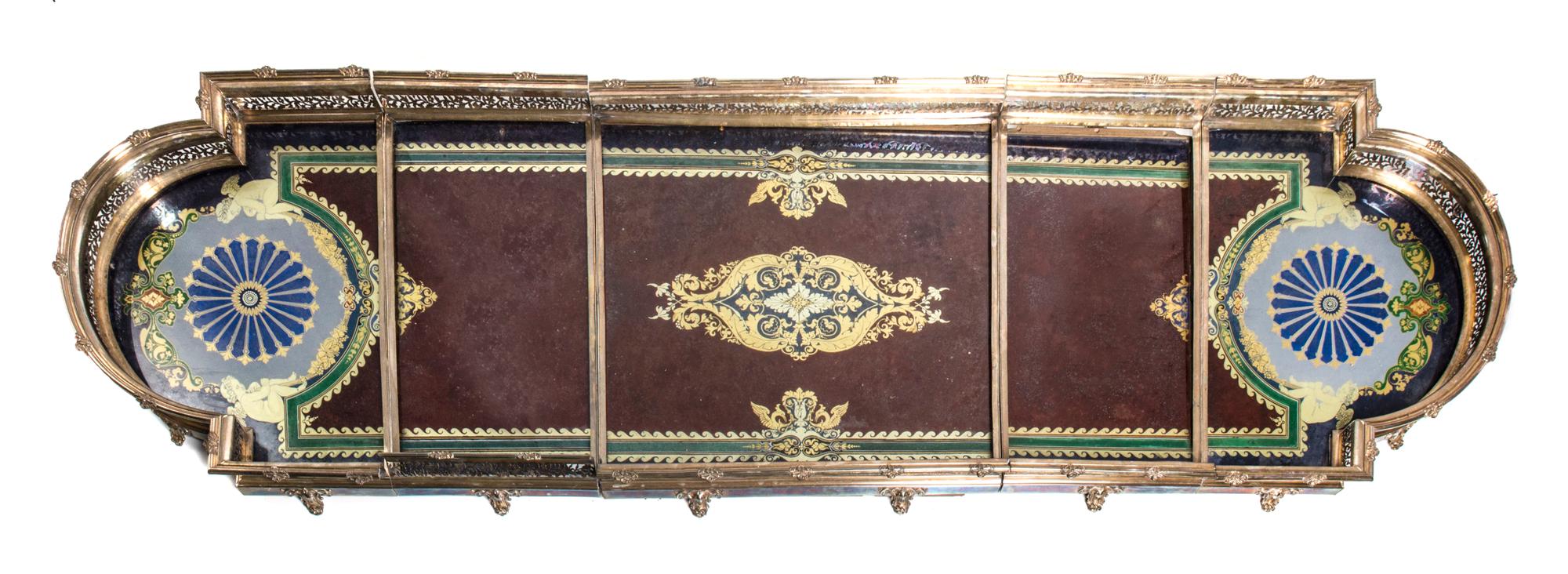 A French Silver-Plate and Eglomise Table Plateau, Charles Balaine, Width overall 77 1/2 inches.