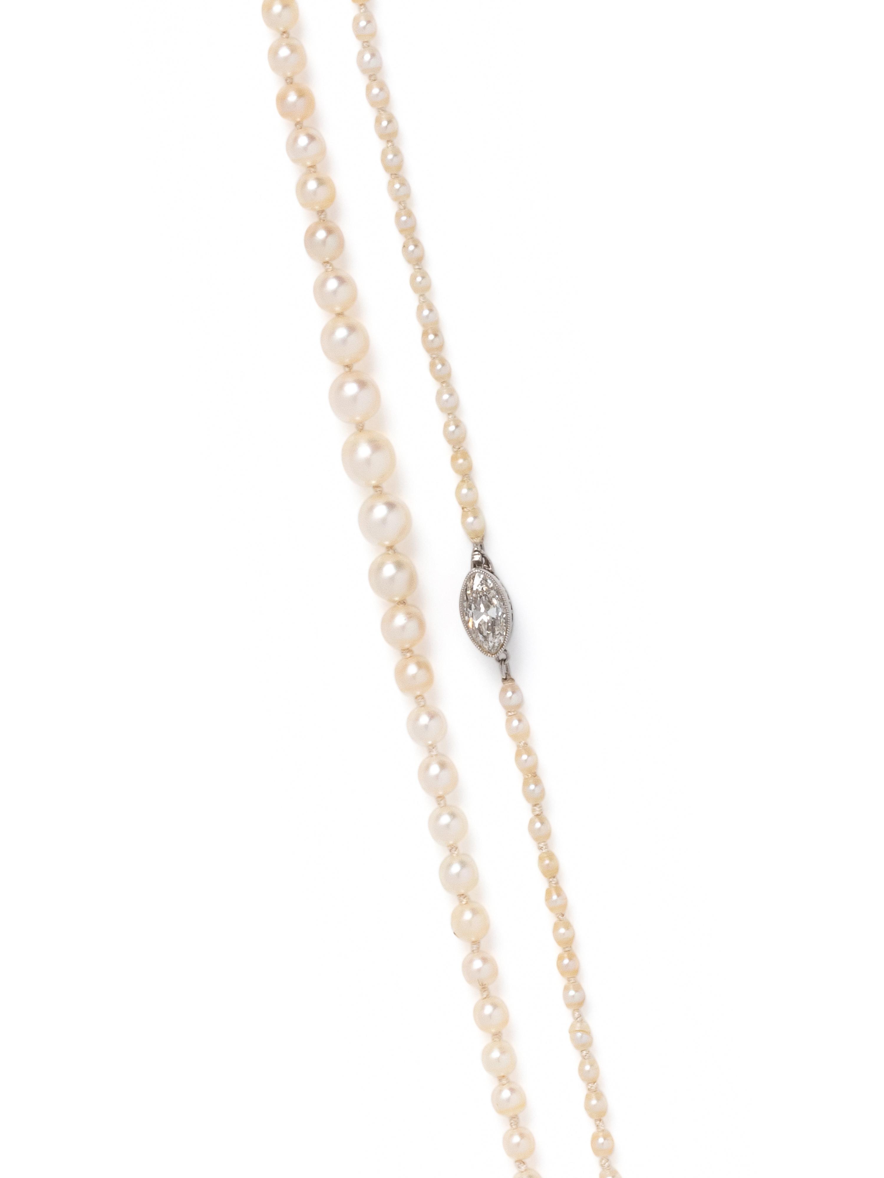SPAULDING & CO., NATURAL PEARL AND DIAMOND NECKLACE