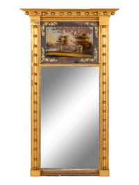 A Federal Style Giltwood Reverse-Painted Looking Glass