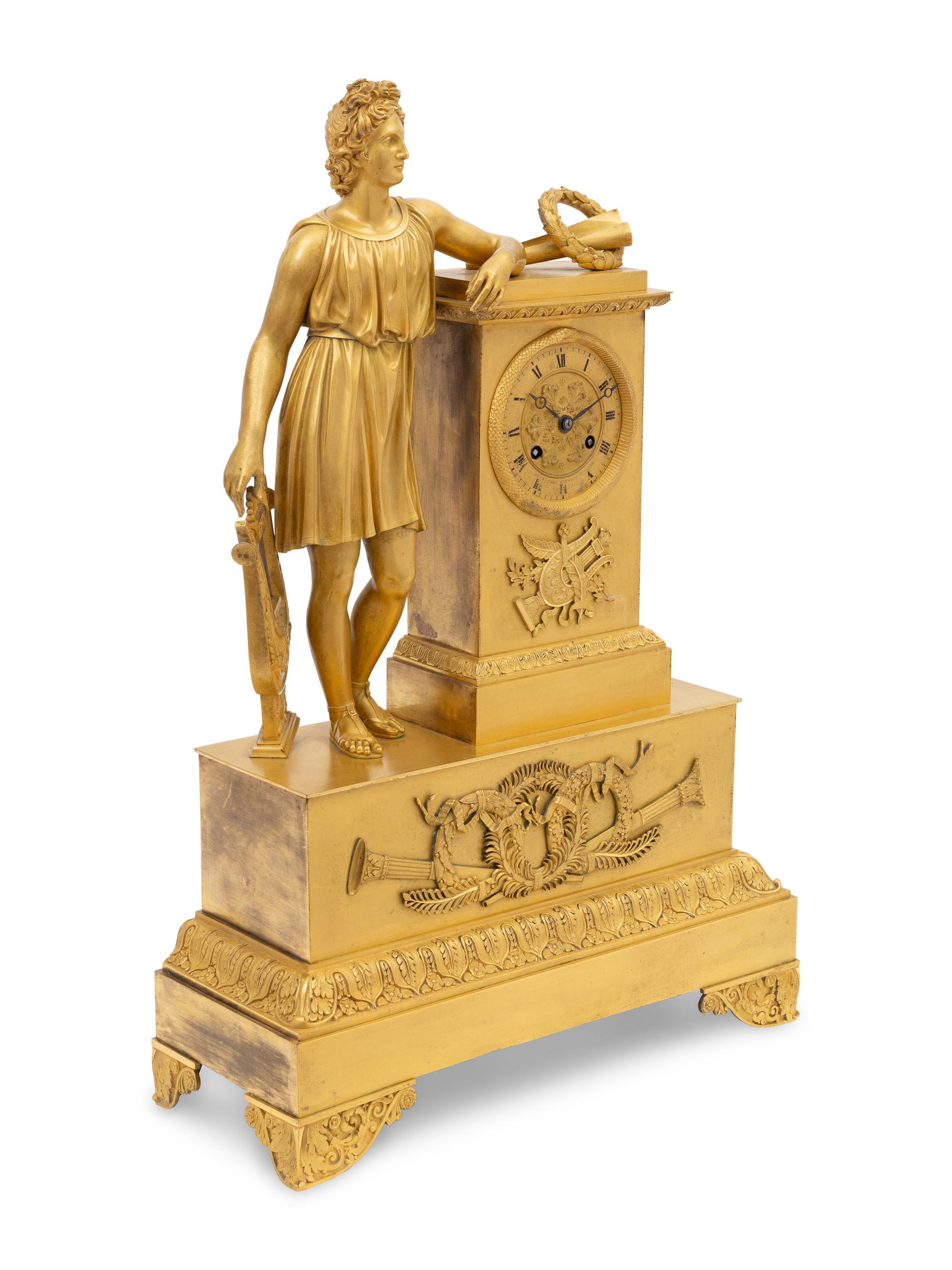 An Empire Gilt-Bronze Mantel Clock